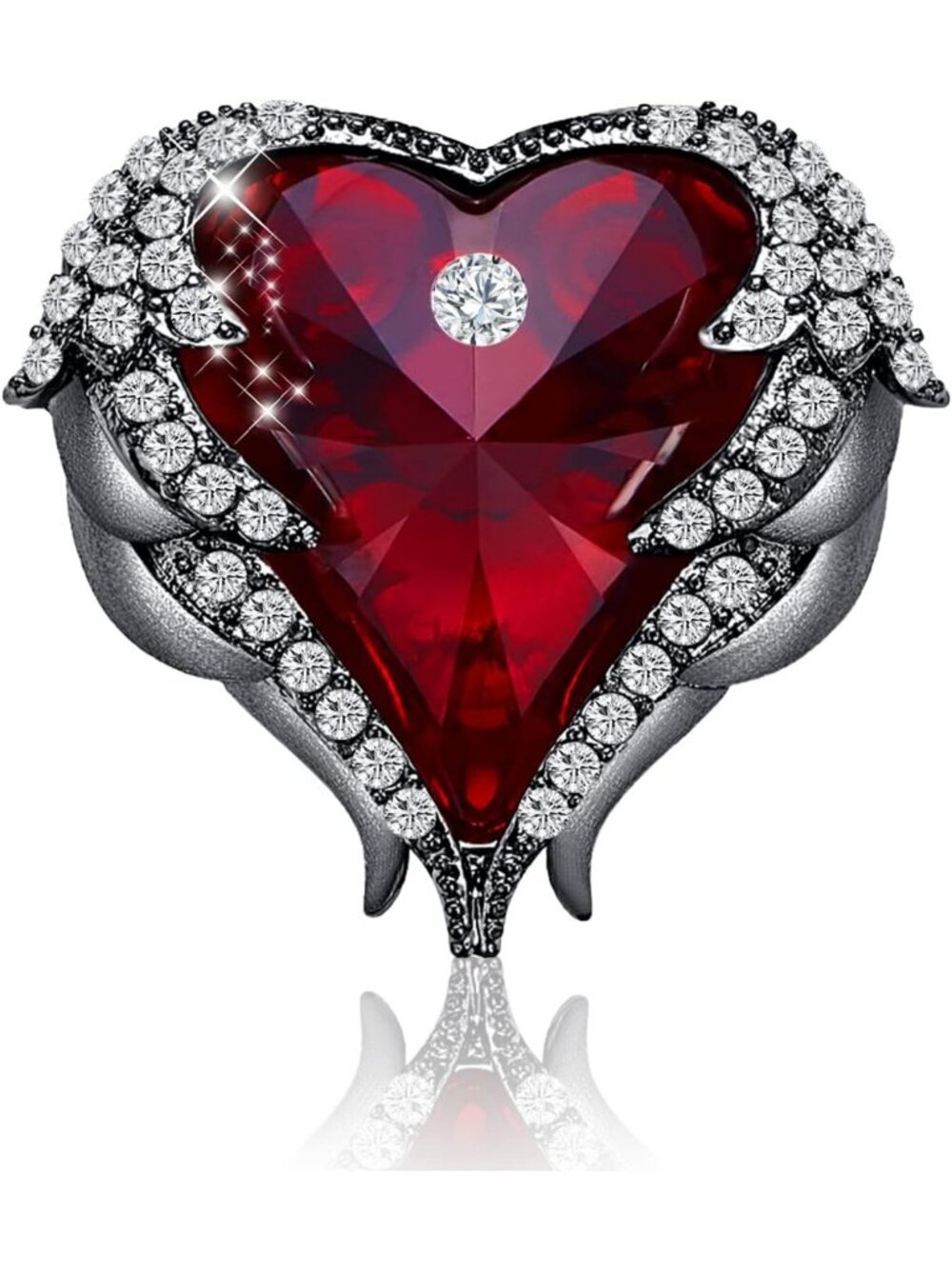 Elegant Red Heart Crystal Brooch - Rhinestone Pin for Weddings, Birthdays